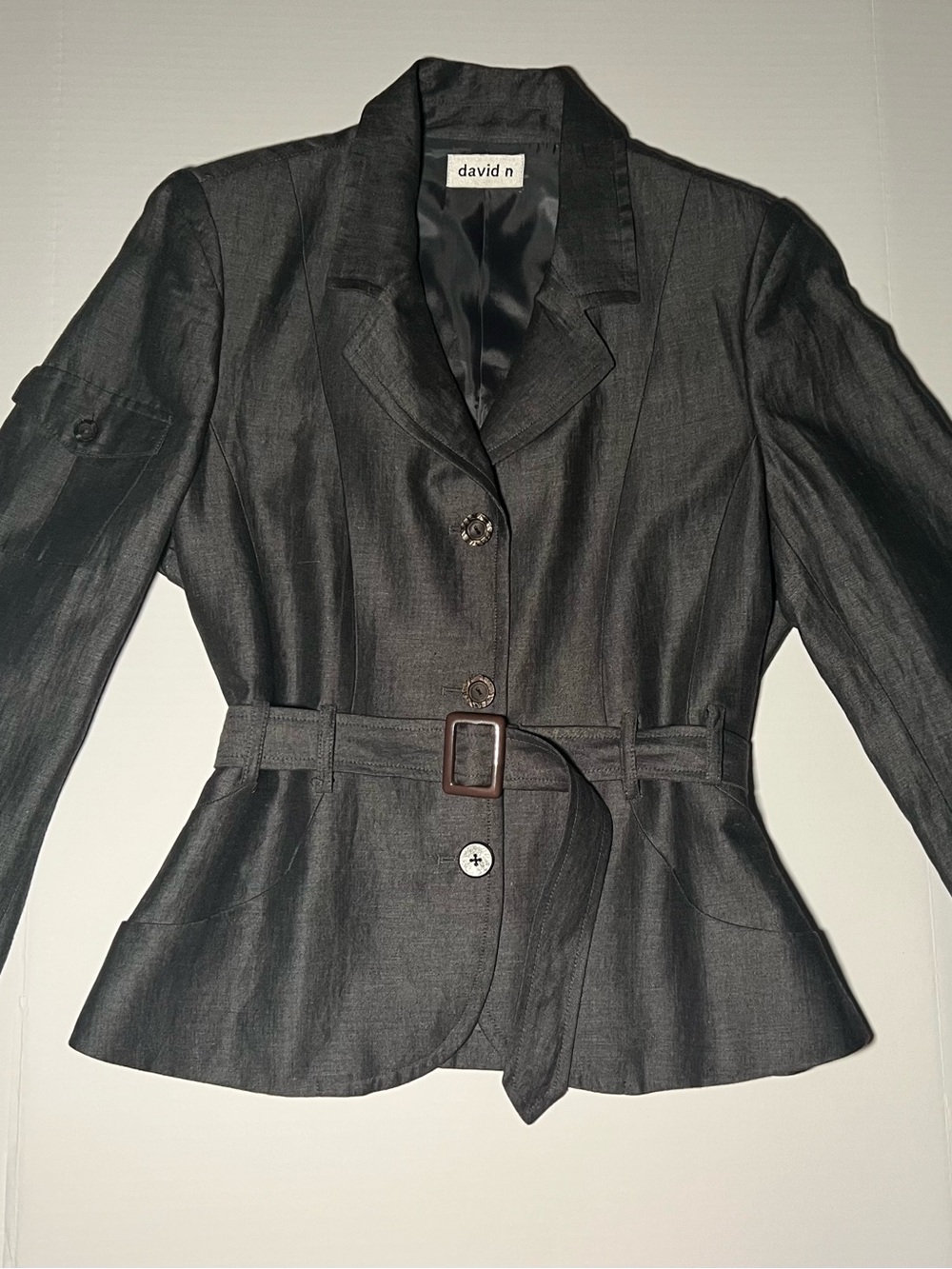 Women's Black Belted Blazer Jacket